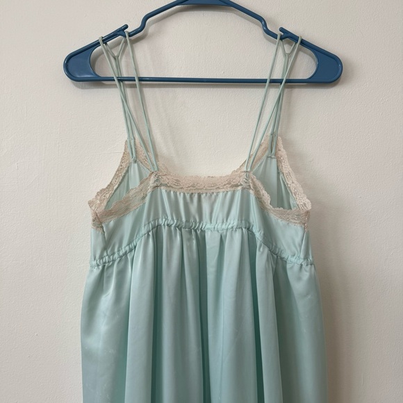 Givenchy Vintage 1980's Robin's Egg Blue Lace Trim Slip Gown - Picture 6 of 7